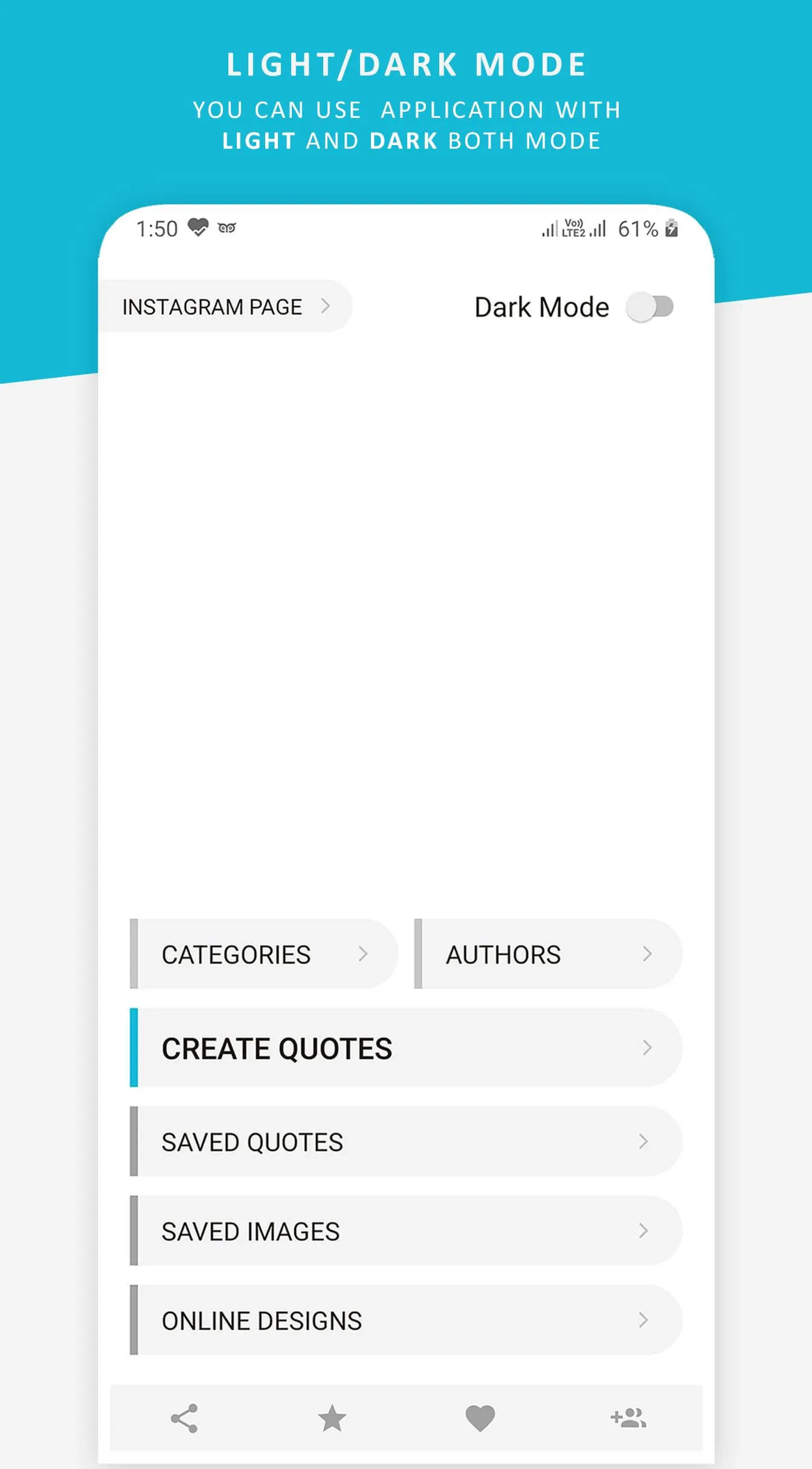 Quotes Creator app home screen